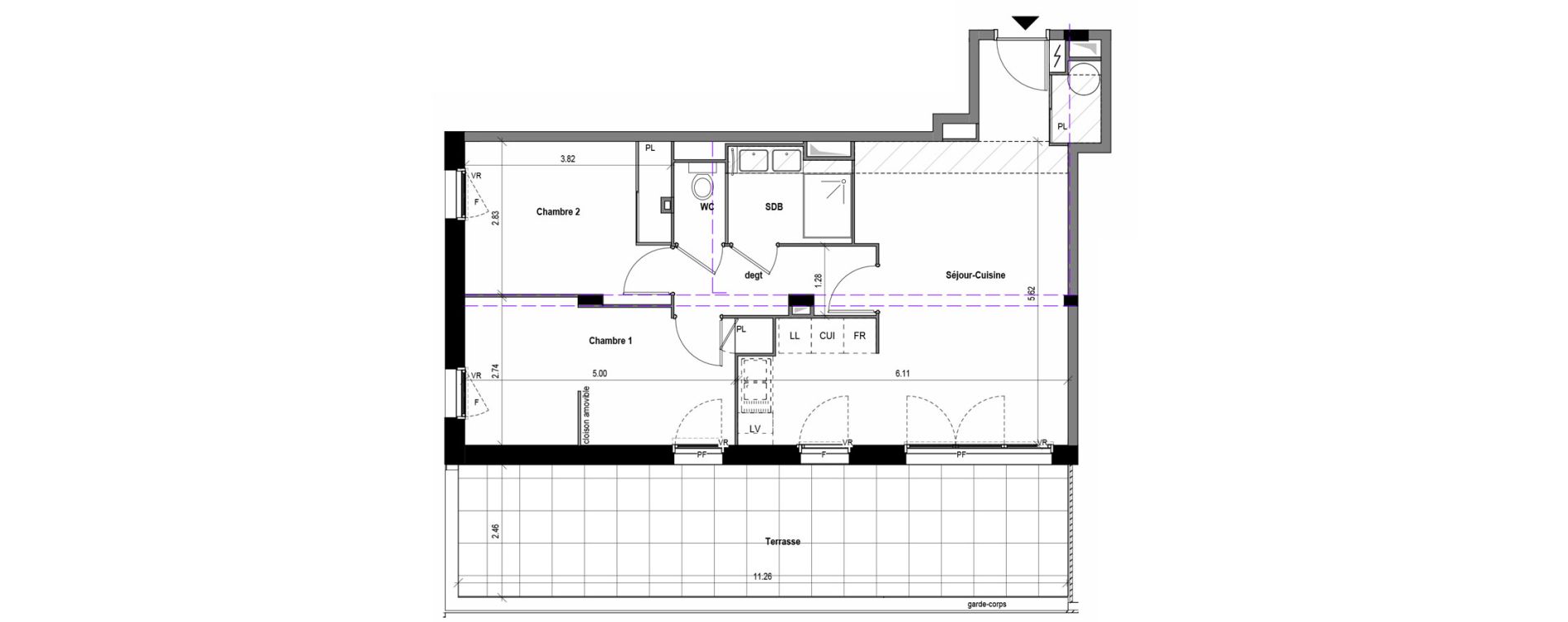 Appartement T3 de 64,10 m2 &agrave; Toulouse Montaudran