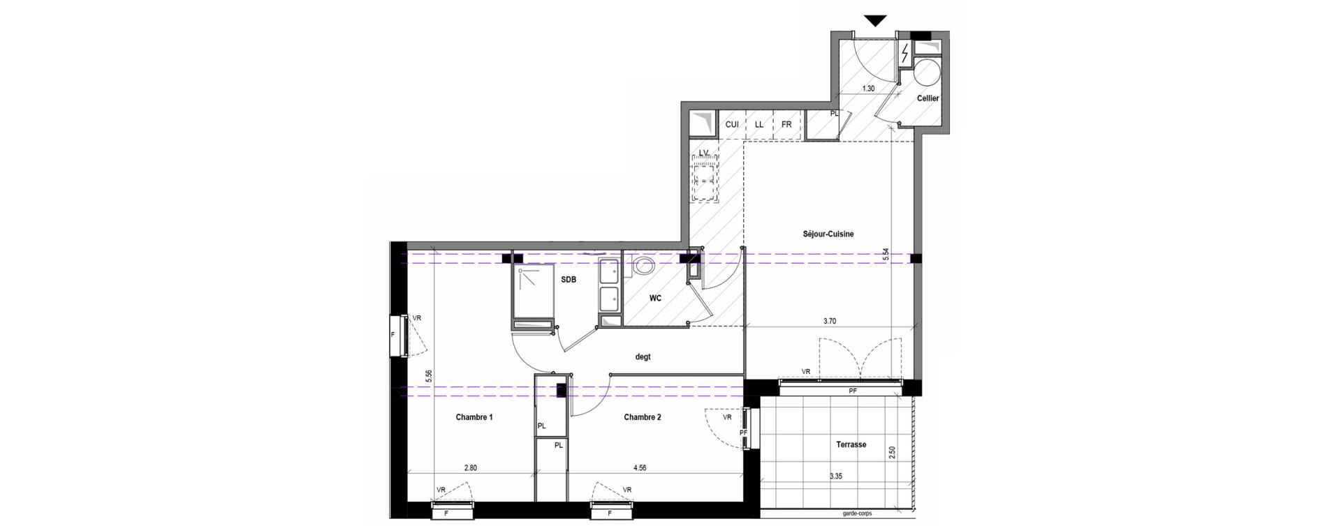 Appartement T3 de 68,08 m2 &agrave; Toulouse Montaudran