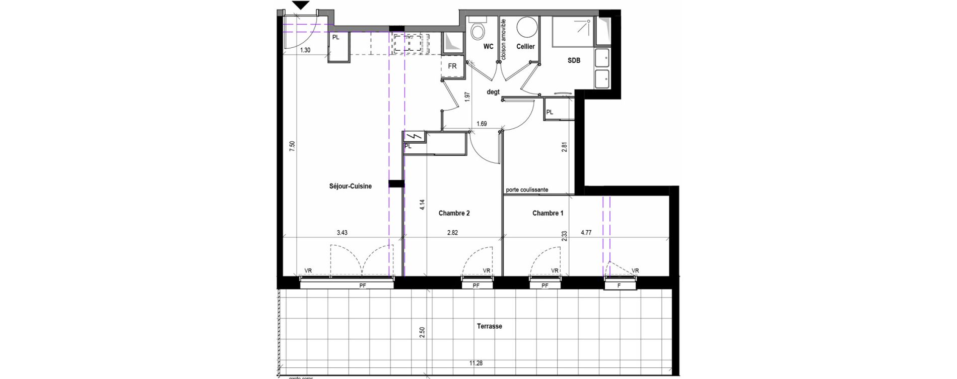 Appartement T3 de 67,28 m2 &agrave; Toulouse Montaudran