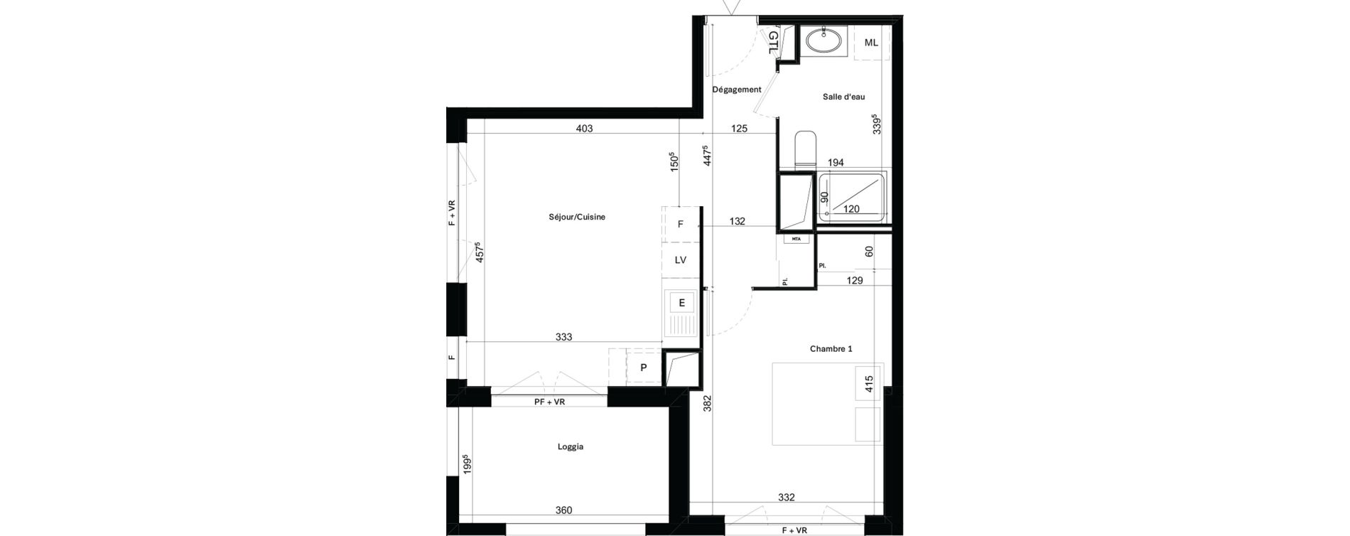 Appartement T2 de 43,63 m2 &agrave; Toulouse Malep&egrave;re