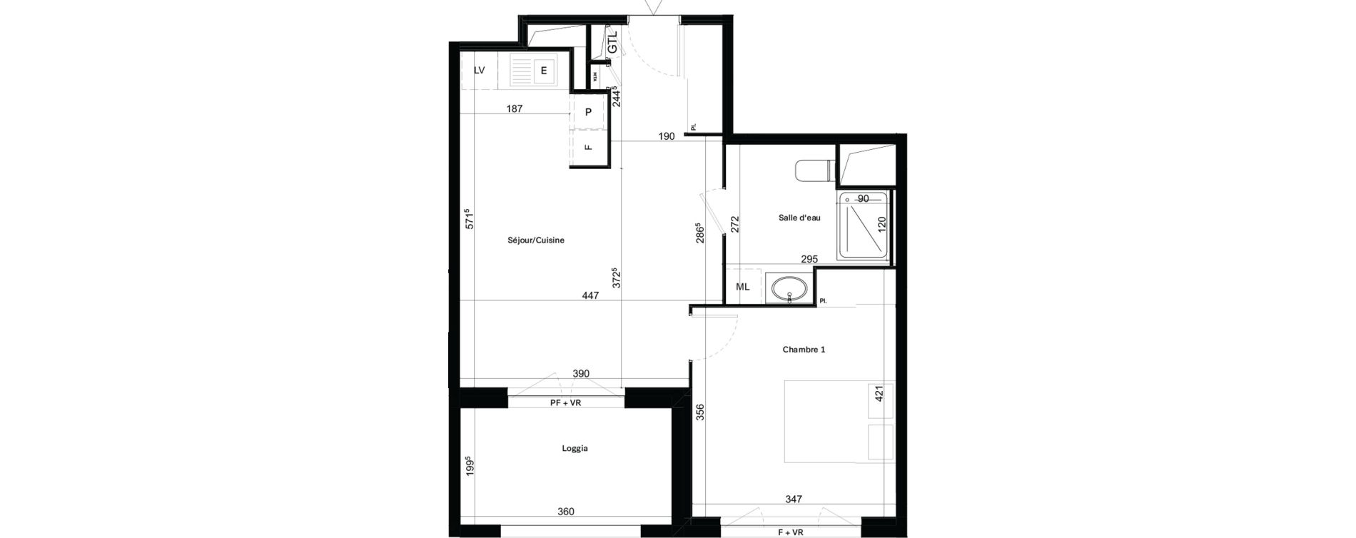 Appartement T2 de 44,28 m2 &agrave; Toulouse Malep&egrave;re