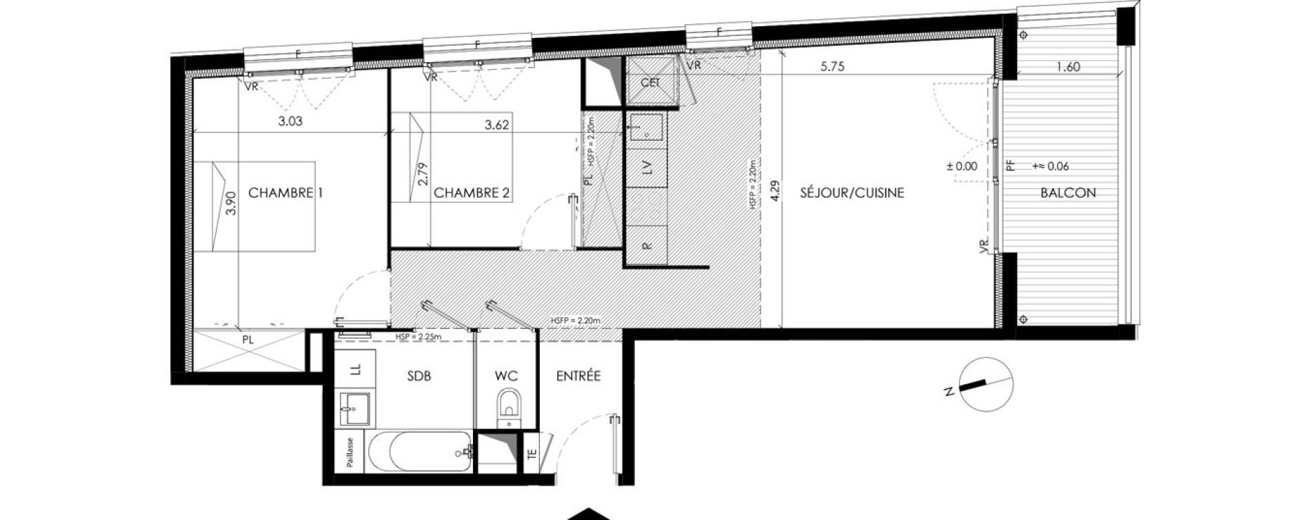 Appartement T3 de 62,09 m2 &agrave; Toulouse Casselardit