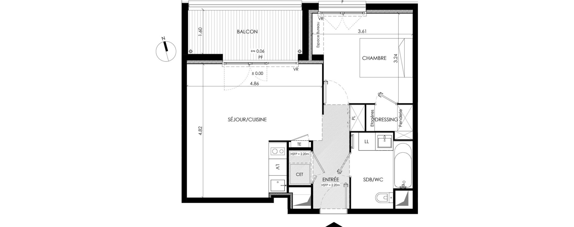 Appartement T2 de 45,06 m2 &agrave; Toulouse Casselardit