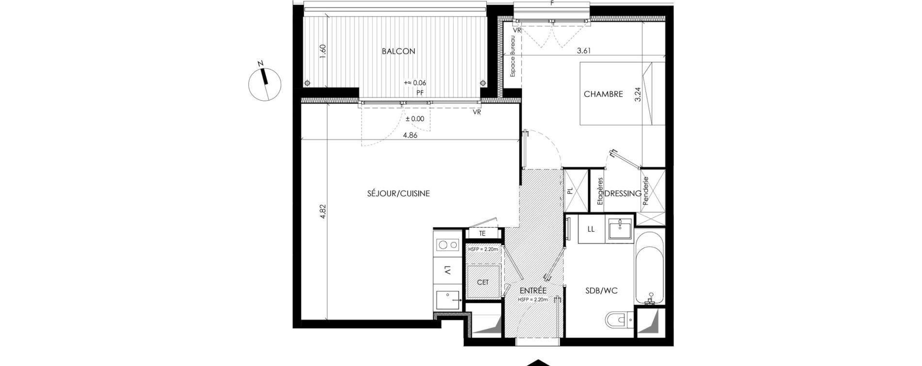 Appartement T2 de 45,06 m2 &agrave; Toulouse Casselardit