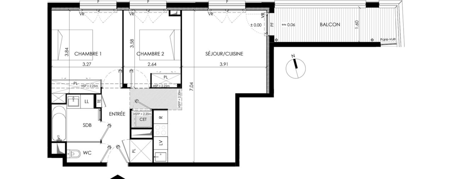 Appartement T3 de 62,32 m2 &agrave; Toulouse Casselardit