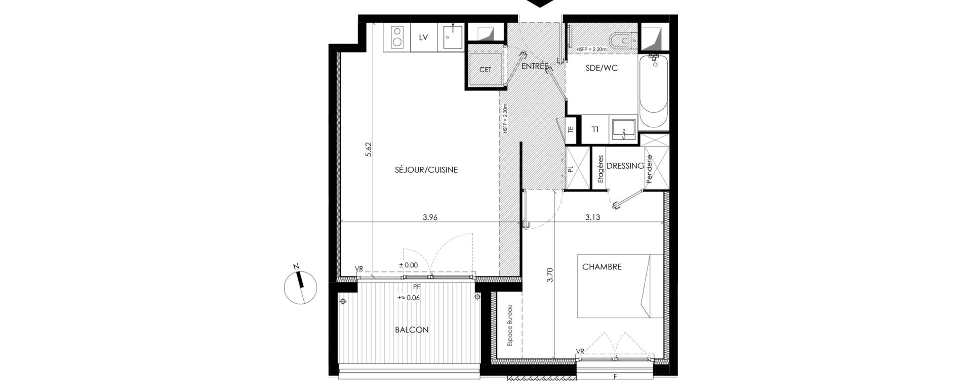 Appartement T2 de 45,03 m2 &agrave; Toulouse Casselardit