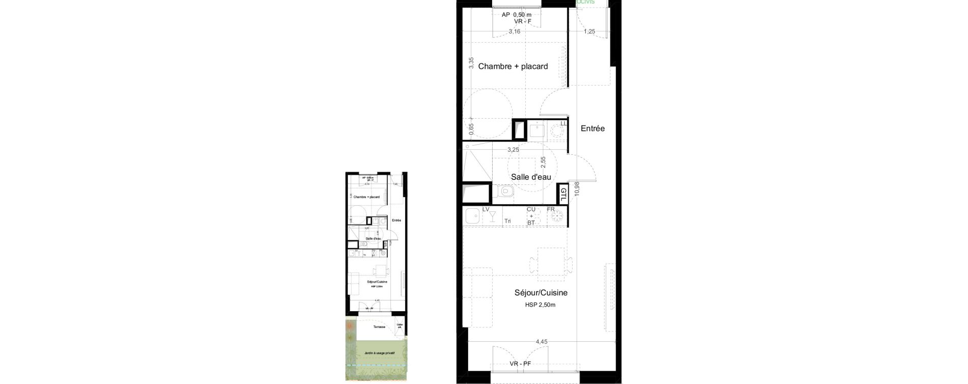 Appartement T2 de 48,50 m2 &agrave; Toulouse Malep&egrave;re