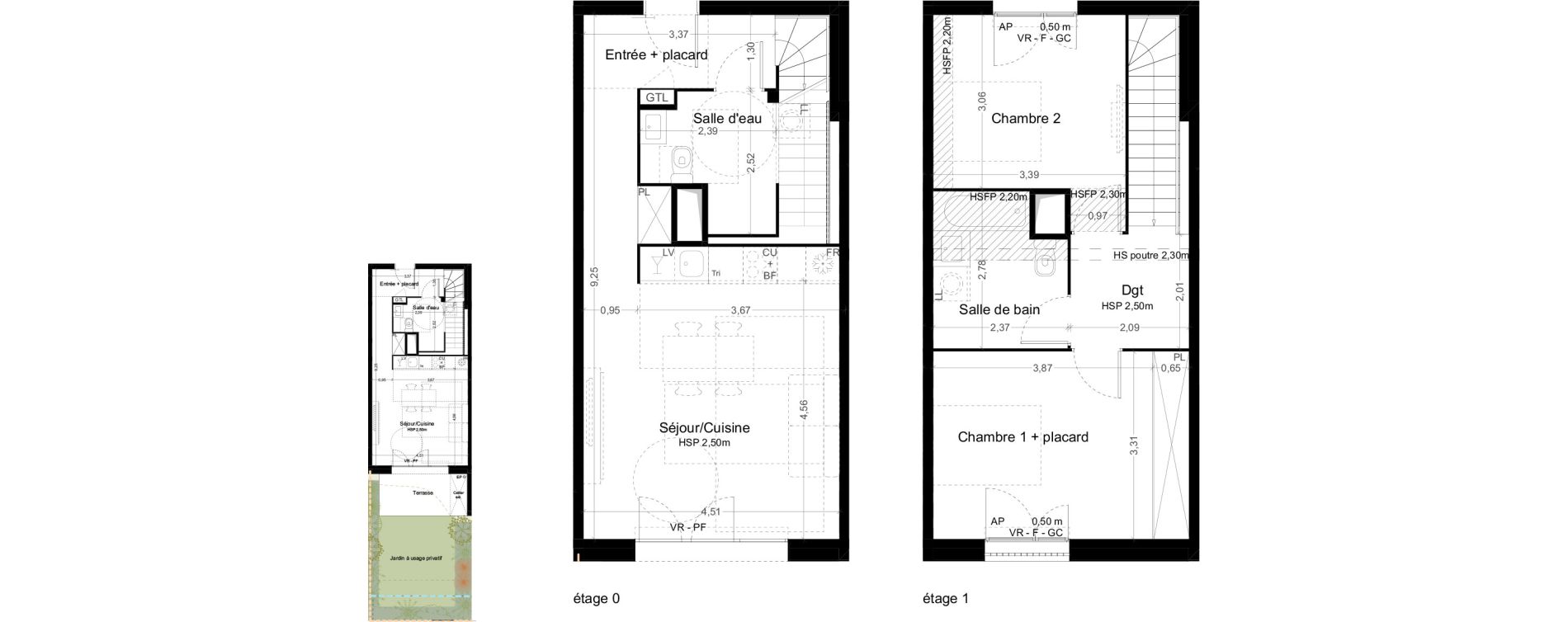 Duplex T3 de 71,90 m2 &agrave; Toulouse Malep&egrave;re