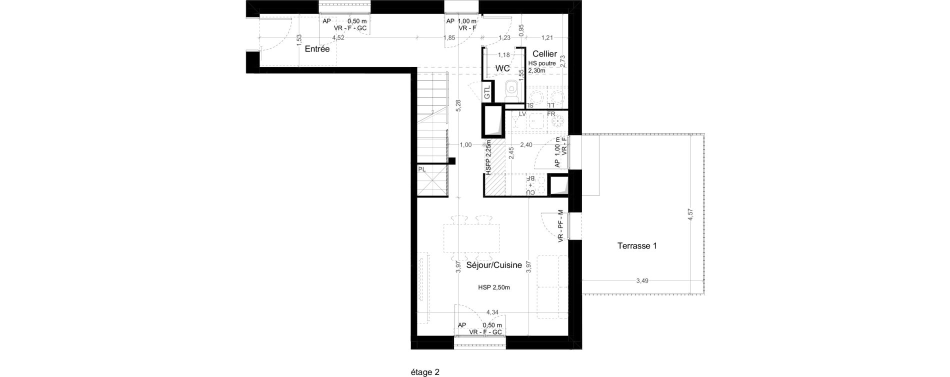 Duplex T3 de 70,30 m2 &agrave; Toulouse Malep&egrave;re