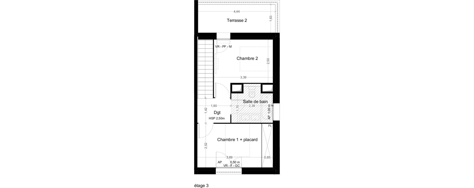 Duplex T3 de 70,30 m2 &agrave; Toulouse Malep&egrave;re