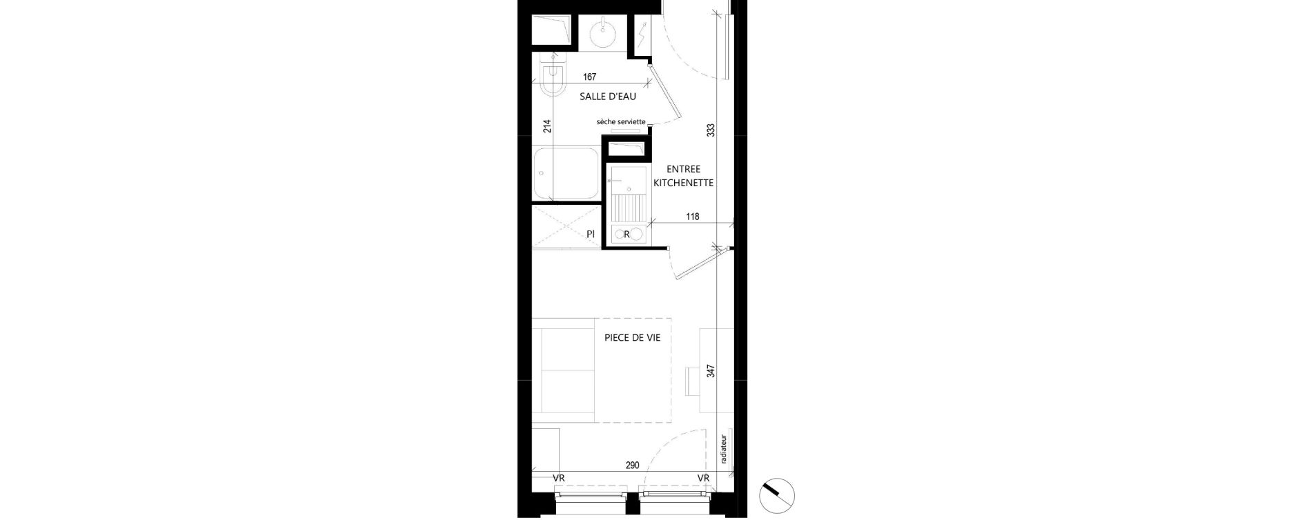 Studio de 18,71 m2 &agrave; Toulouse Rangueil