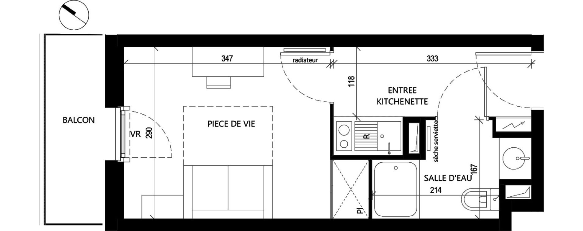 Studio de 18,74 m2 &agrave; Toulouse Rangueil