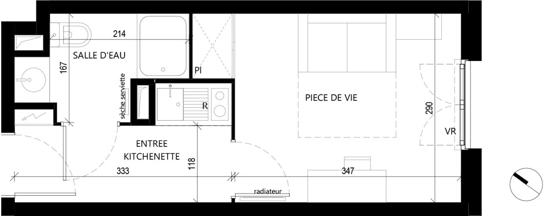 Studio de 18,71 m2 &agrave; Toulouse Rangueil
