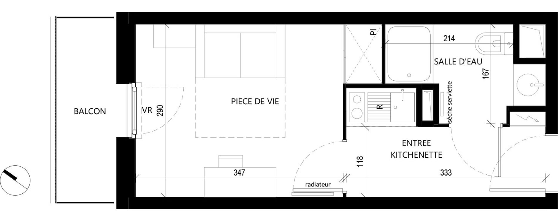 Studio de 18,72 m2 &agrave; Toulouse Rangueil