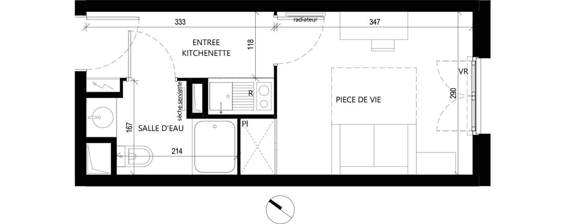 Studio de 18,71 m2 &agrave; Toulouse Rangueil