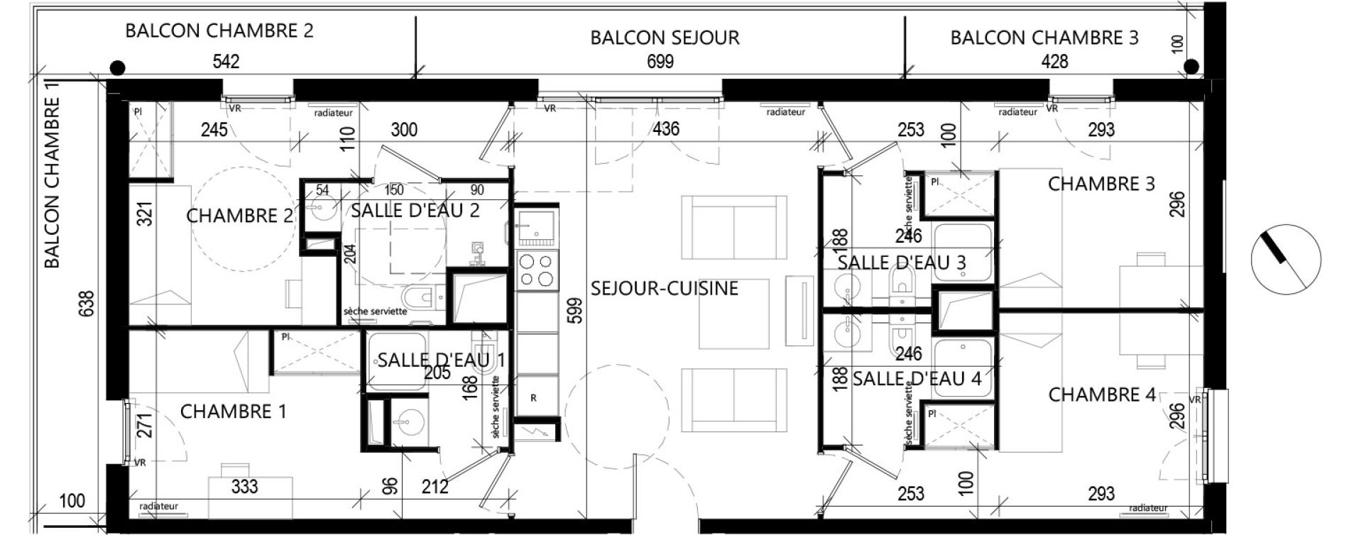 Appartement T5 de 86,92 m2 &agrave; Toulouse Rangueil