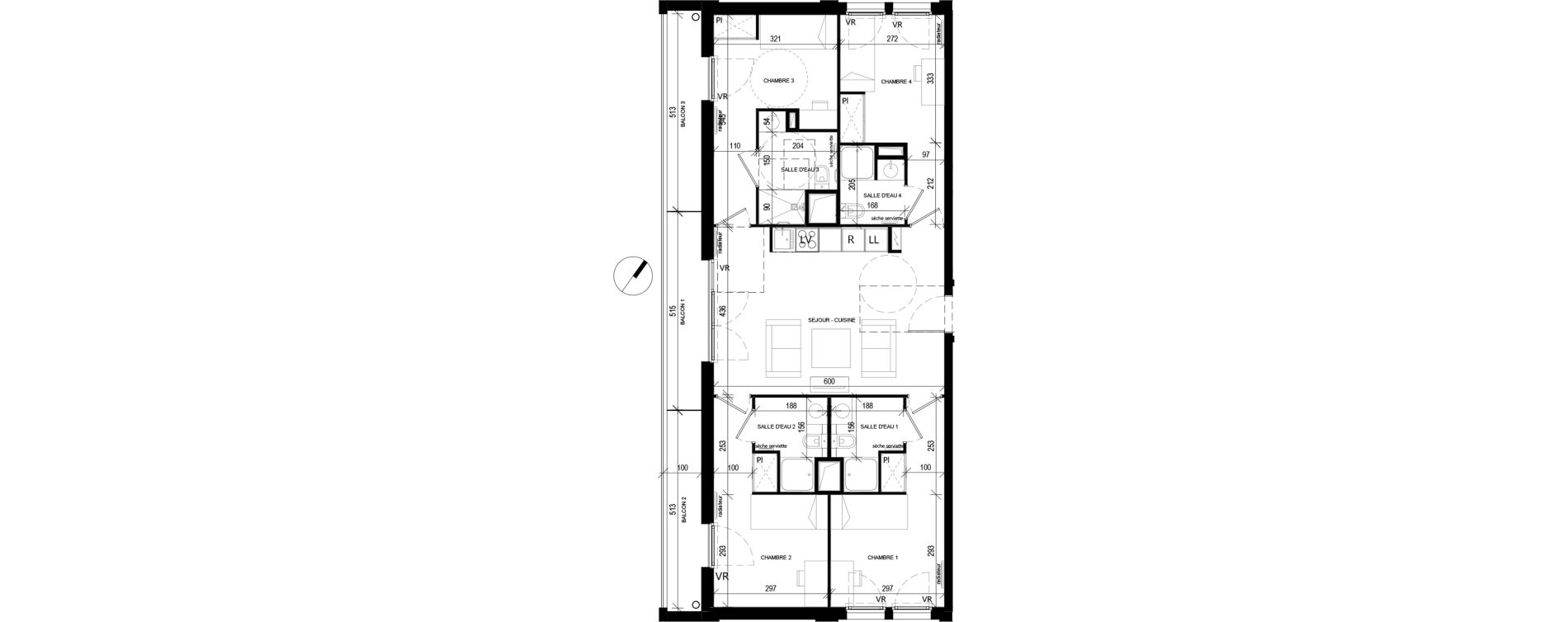 Appartement T5 de 87,03 m2 &agrave; Toulouse Rangueil