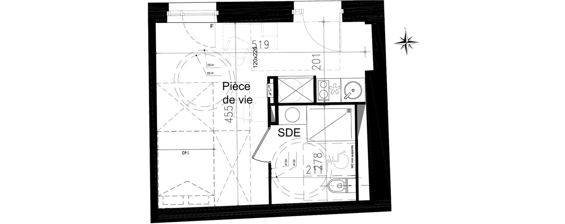 Studio de 22,20 m2 &agrave; Toulouse Saint michel