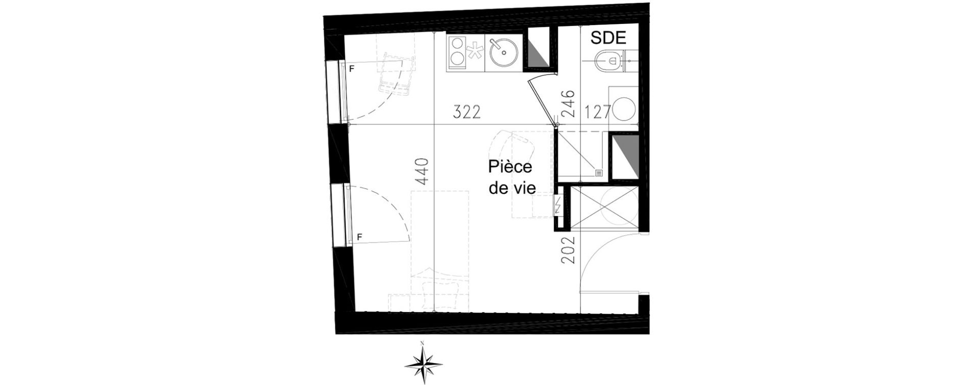 Studio de 19,10 m2 &agrave; Toulouse Saint michel