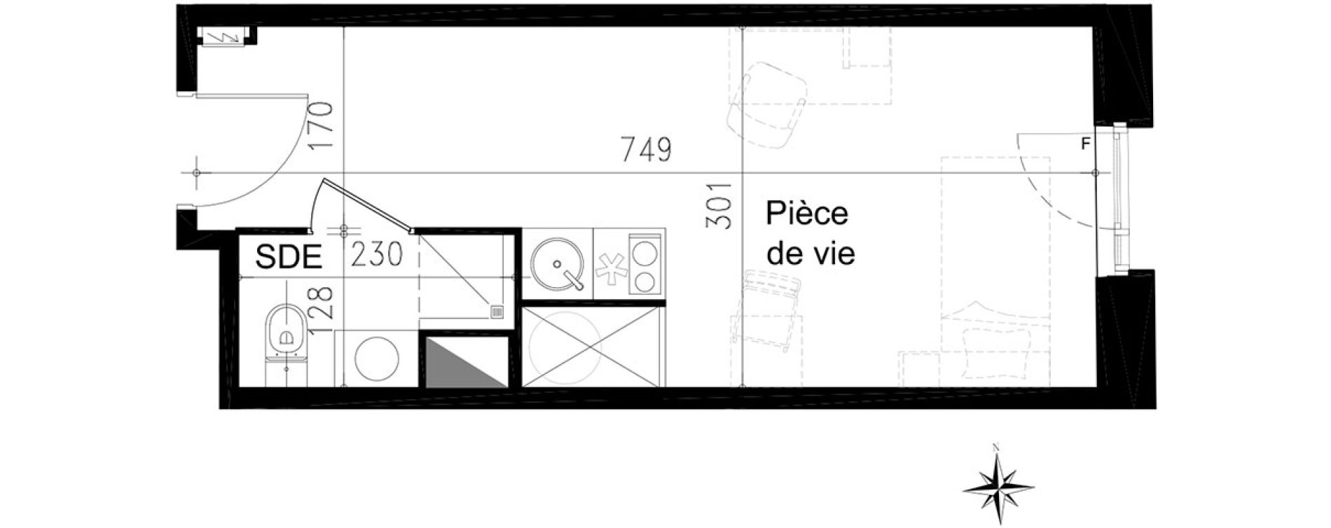 Studio de 21,40 m2 &agrave; Toulouse Saint michel