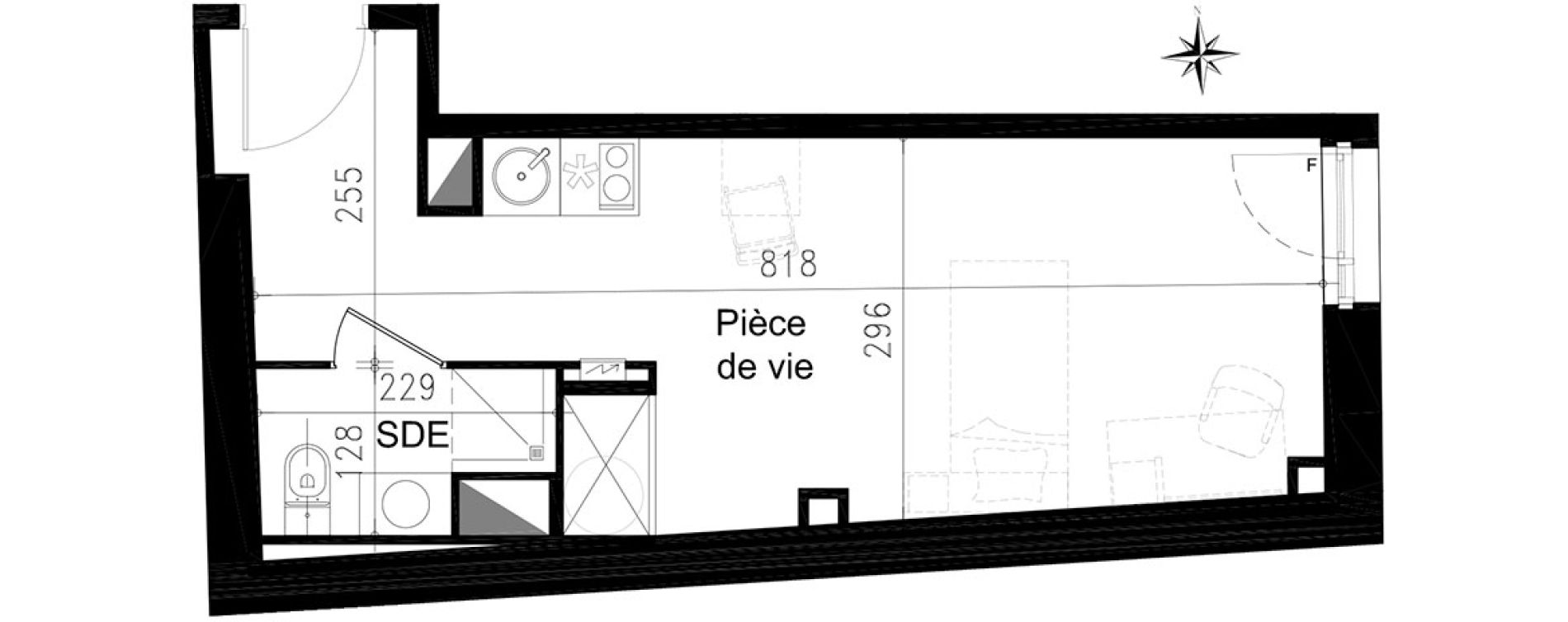 Studio de 24,10 m2 &agrave; Toulouse Saint michel