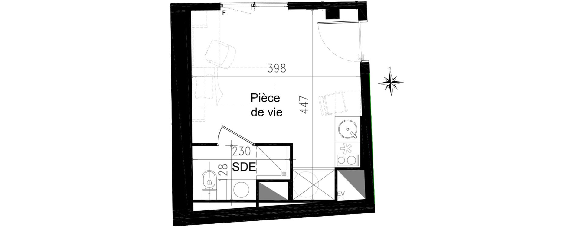 Studio de 16,70 m2 &agrave; Toulouse Saint michel