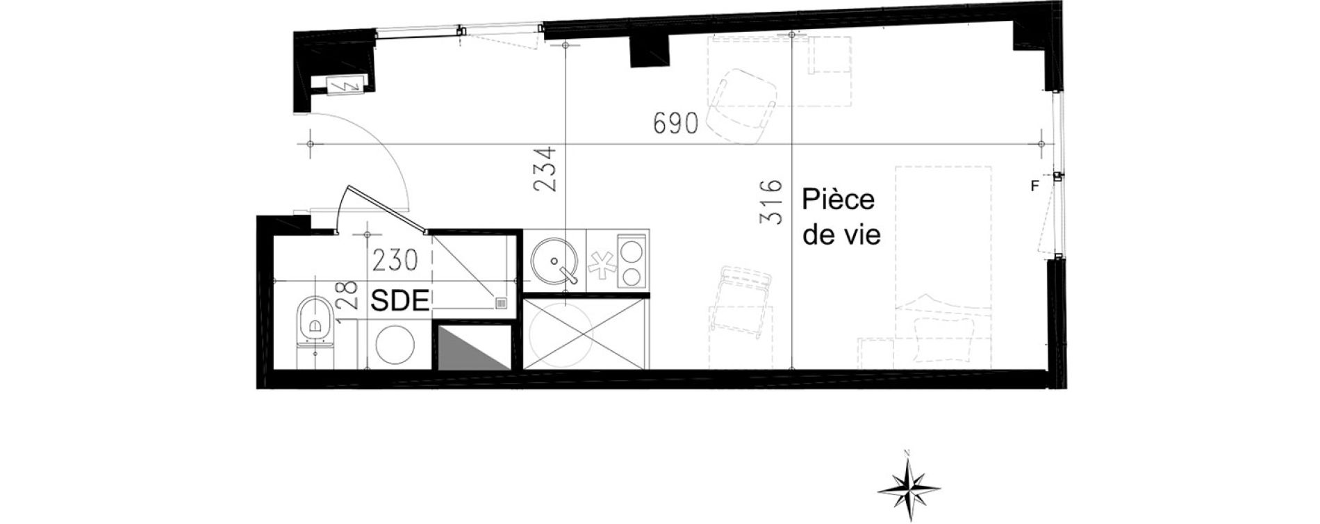 Studio de 21,60 m2 &agrave; Toulouse Saint michel