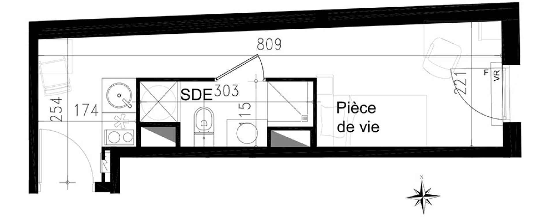 Studio de 16,40 m2 &agrave; Toulouse Saint michel