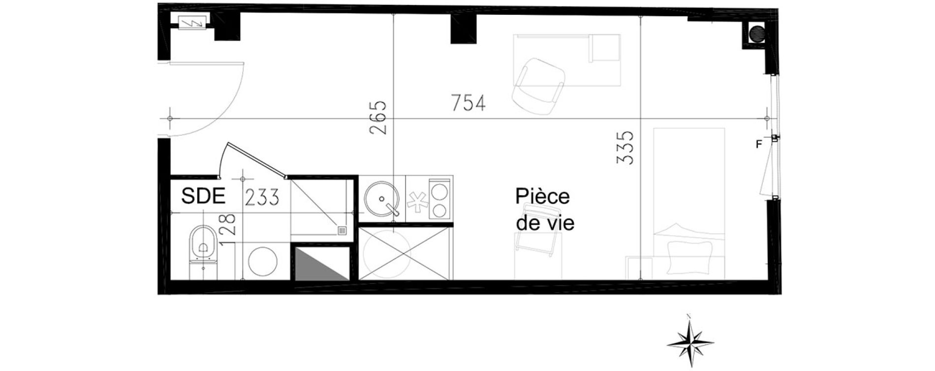 Studio de 24,30 m2 &agrave; Toulouse Saint michel