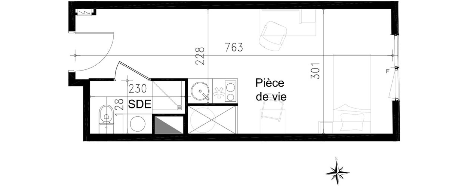 Studio de 21,80 m2 &agrave; Toulouse Saint michel