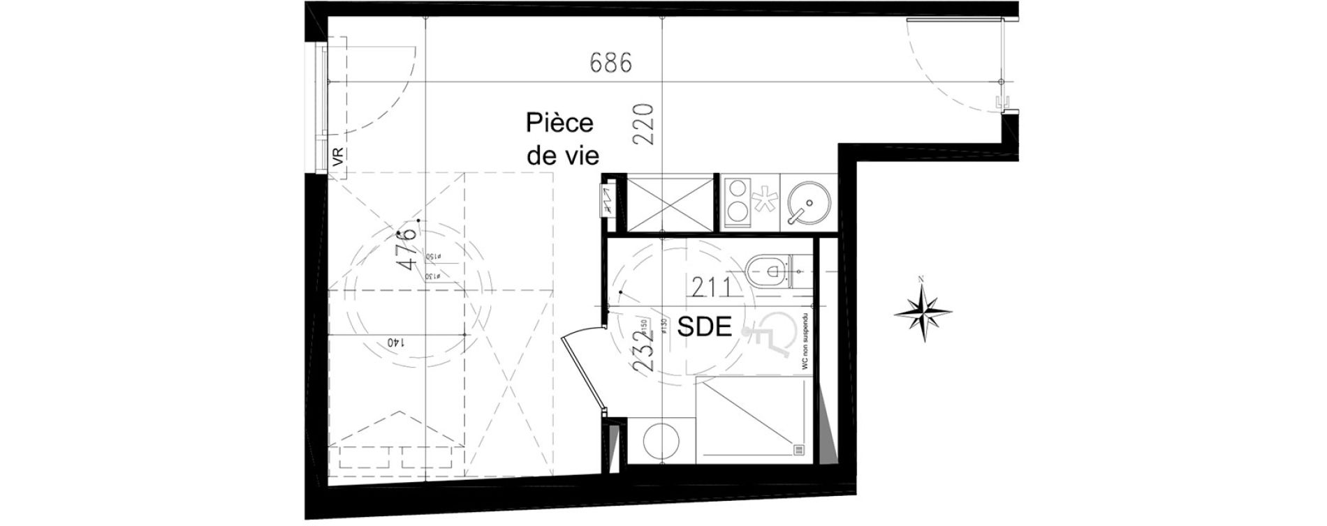 Studio de 25,30 m2 &agrave; Toulouse Saint michel