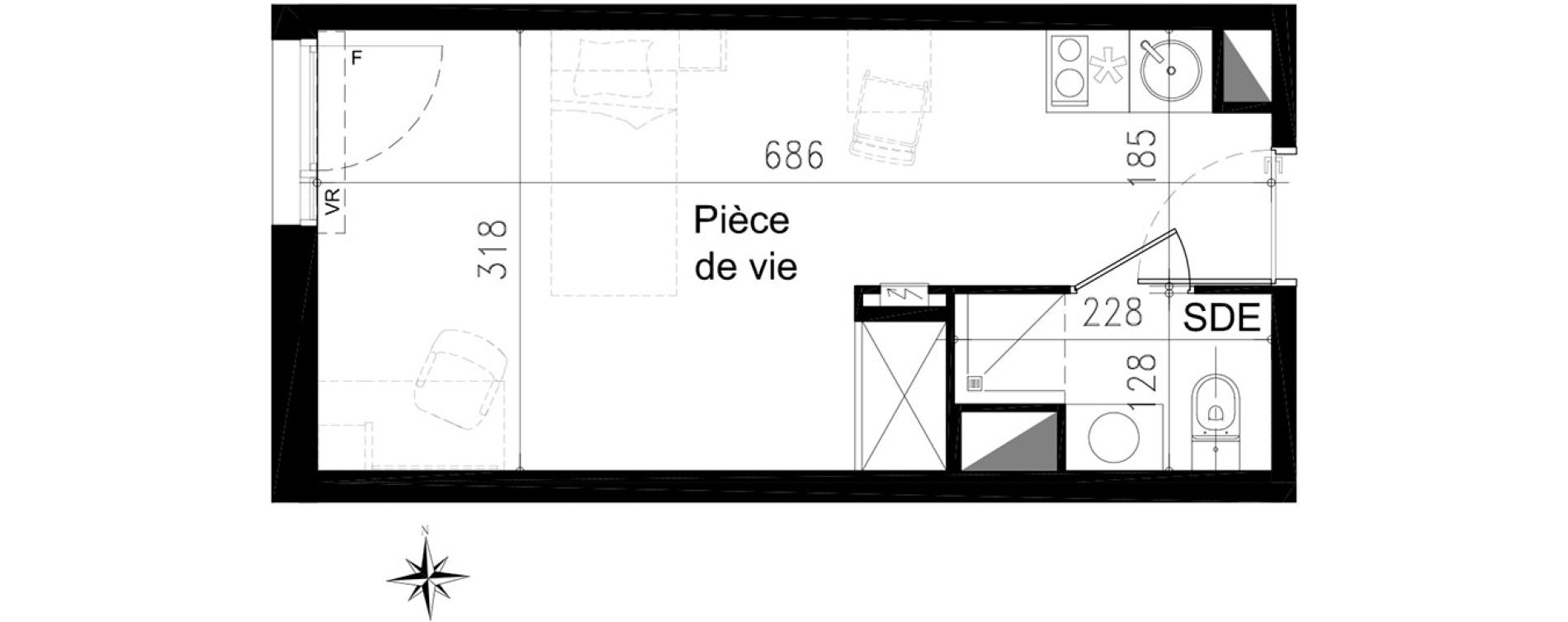Studio de 20,90 m2 &agrave; Toulouse Saint michel