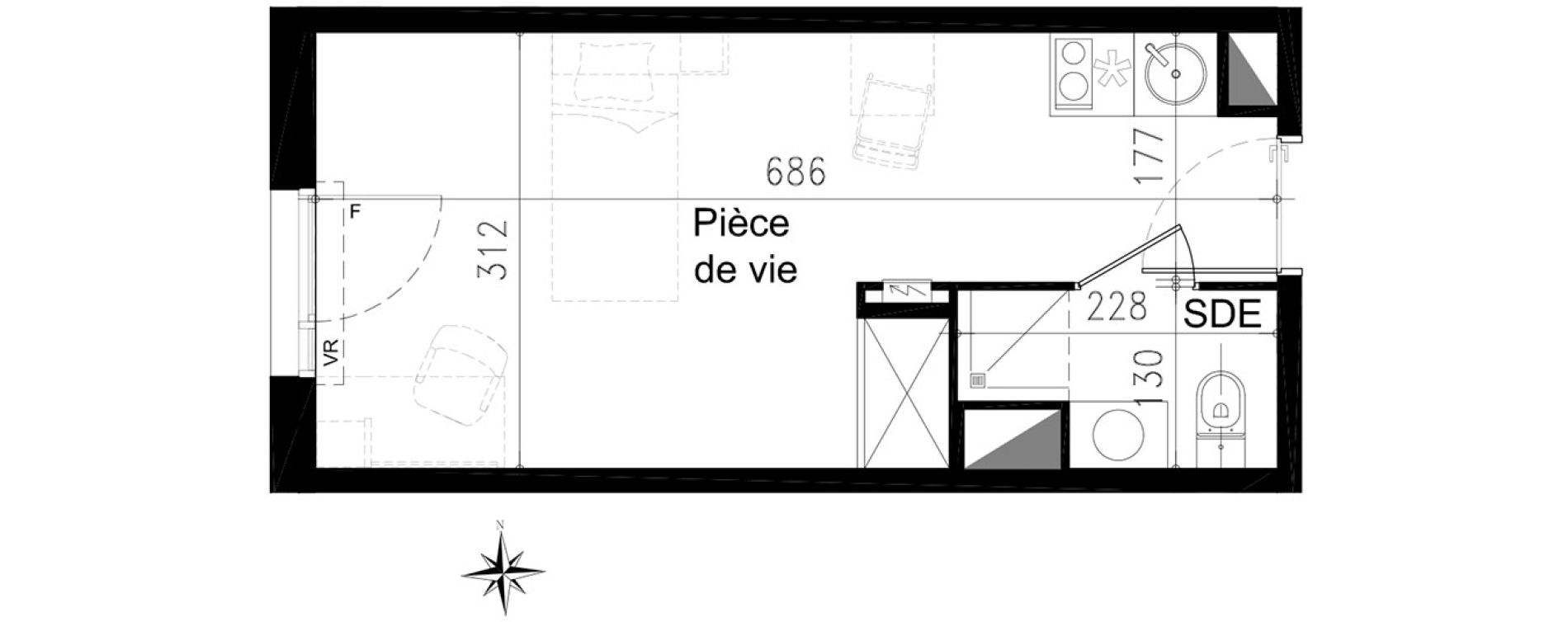 Studio de 20,40 m2 &agrave; Toulouse Saint michel
