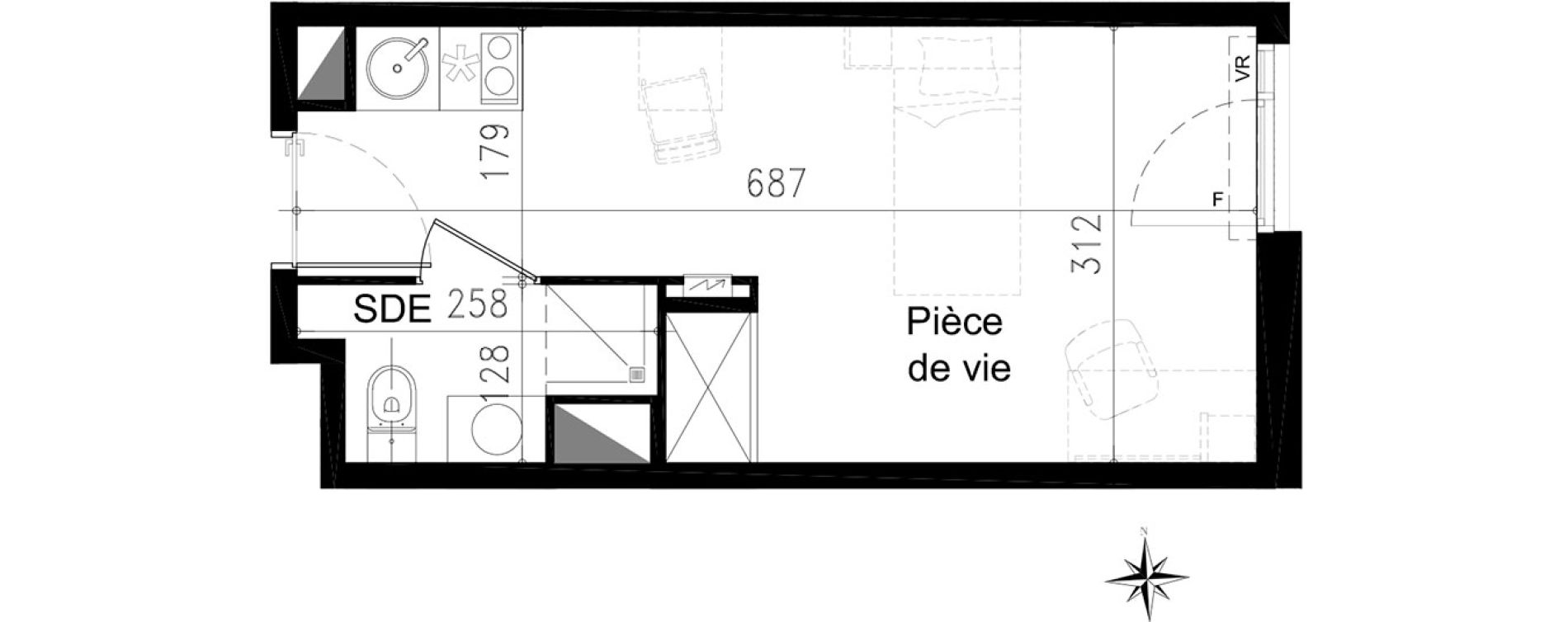 Studio de 20,10 m2 &agrave; Toulouse Saint michel