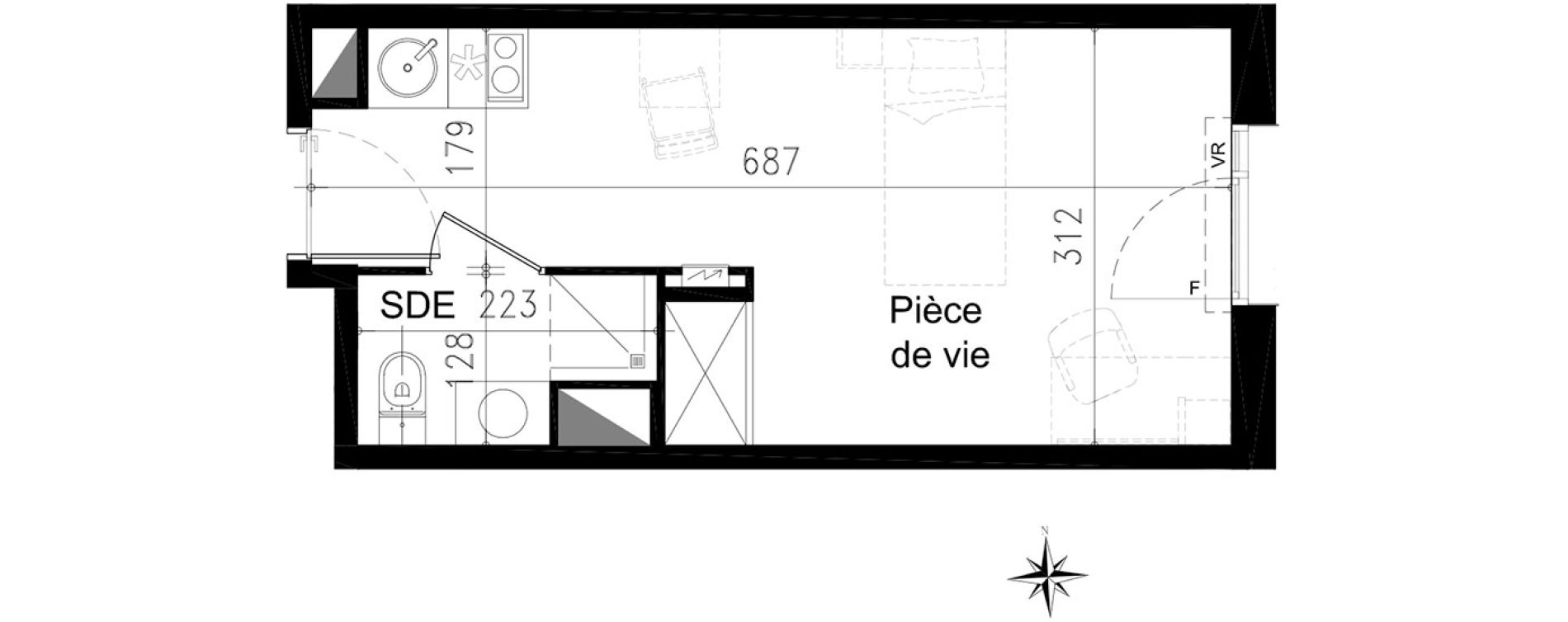 Studio de 20,00 m2 &agrave; Toulouse Saint michel