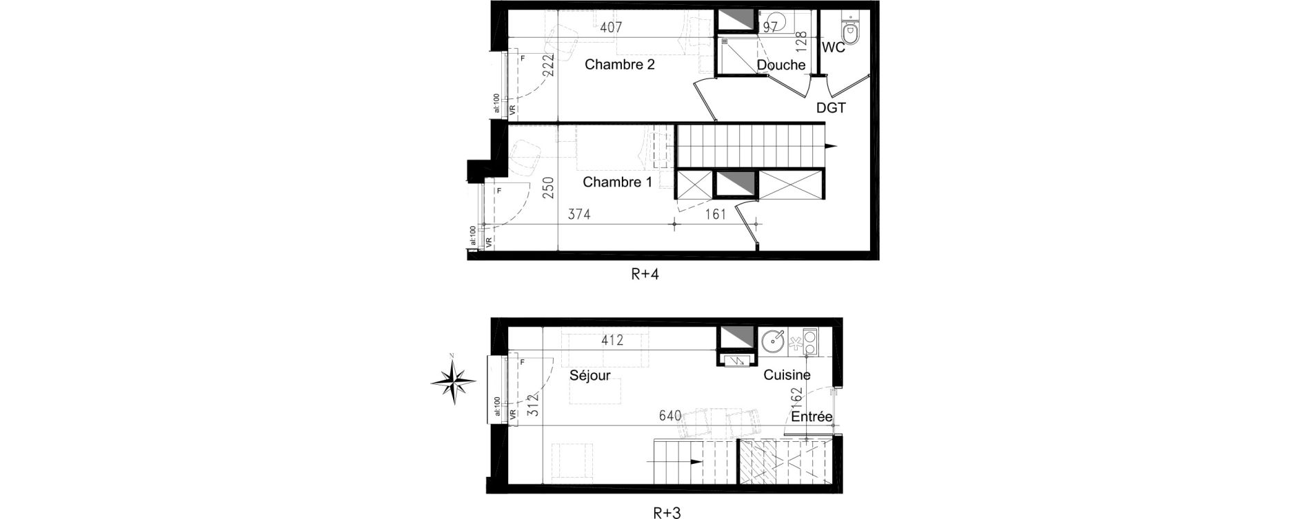 Duplex T3 de 47,40 m2 &agrave; Toulouse Saint michel