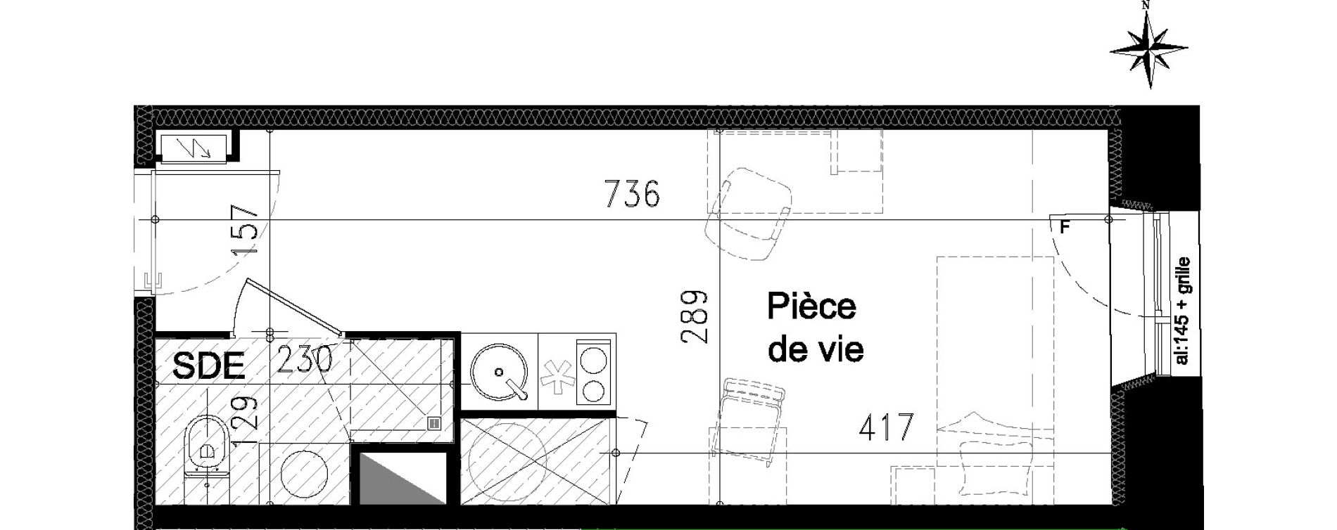 Studio de 20,60 m2 &agrave; Toulouse Saint michel