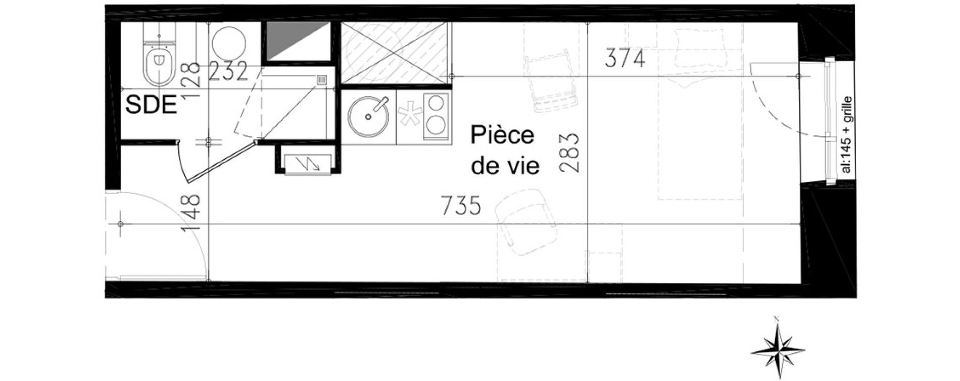 Studio de 19,80 m2 &agrave; Toulouse Saint michel