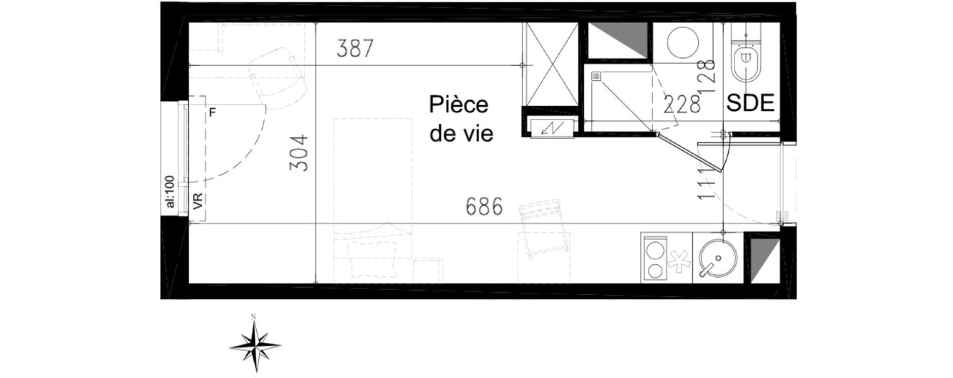 Studio de 19,80 m2 &agrave; Toulouse Saint michel