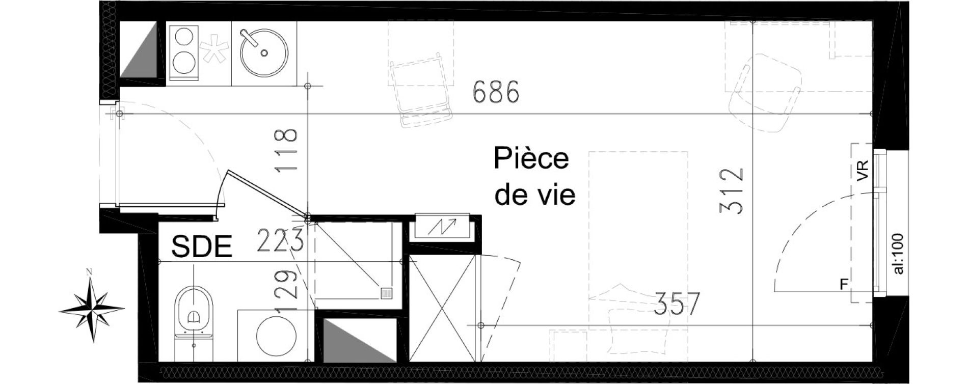 Studio de 19,90 m2 &agrave; Toulouse Saint michel