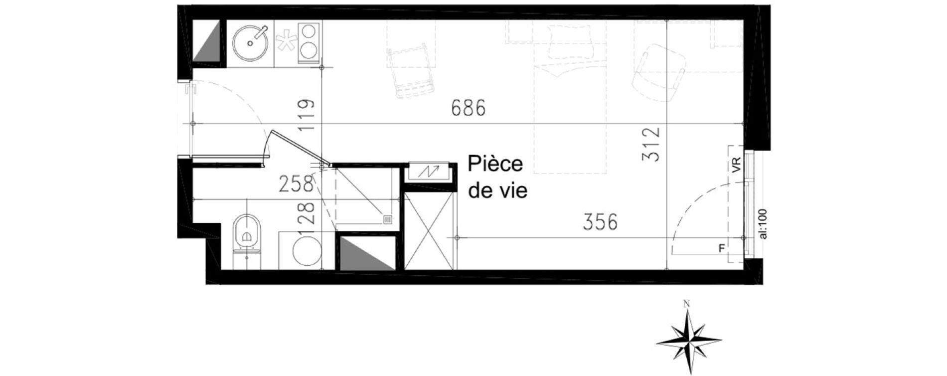 Studio de 20,10 m2 &agrave; Toulouse Saint michel
