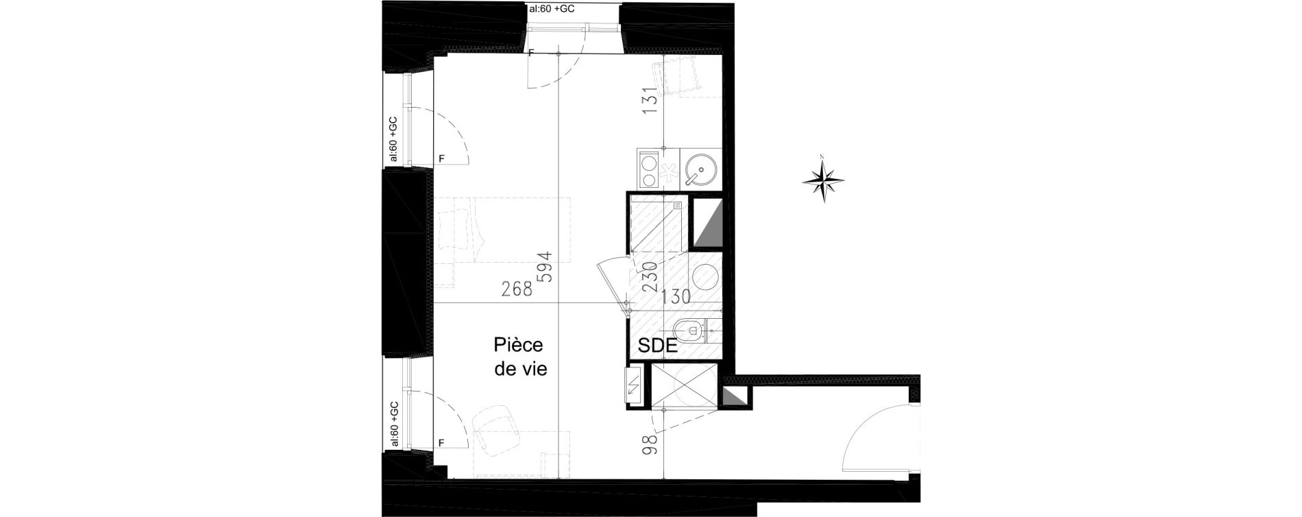 Studio de 26,30 m2 &agrave; Toulouse Saint michel
