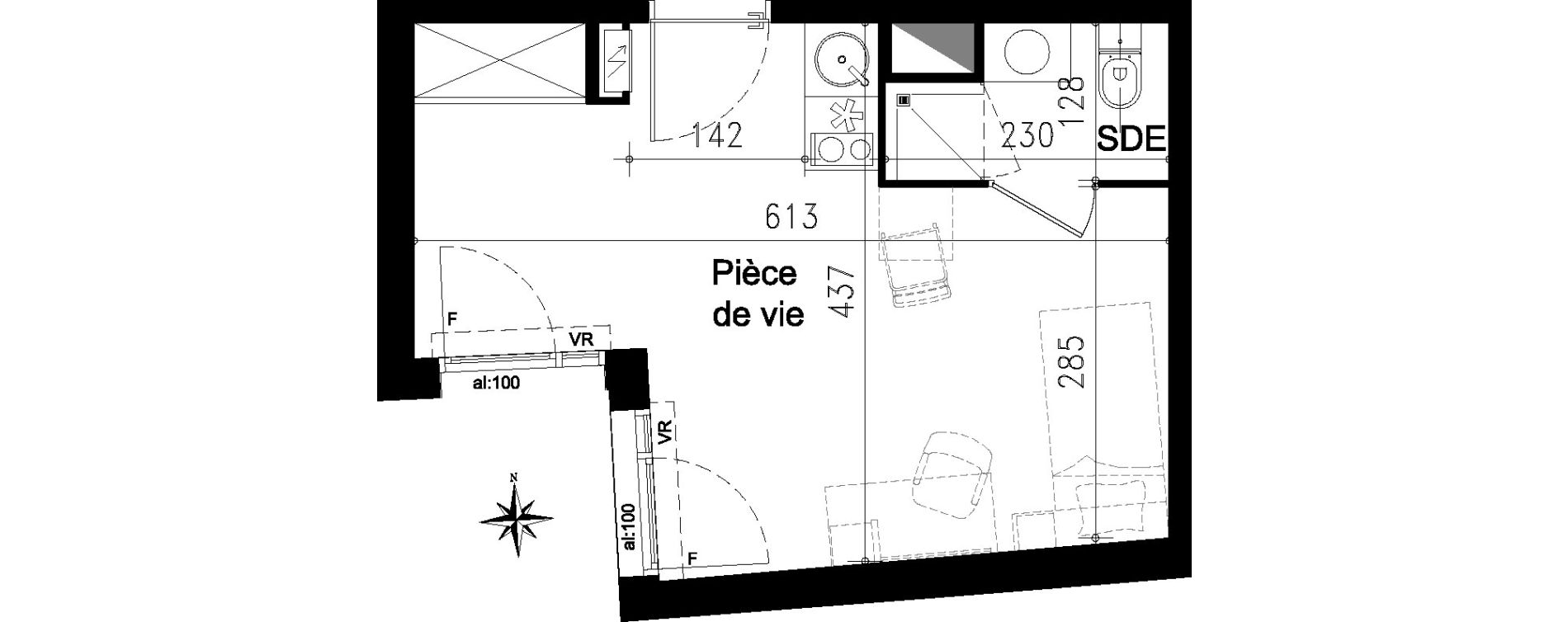 Studio de 22,70 m2 &agrave; Toulouse Saint michel