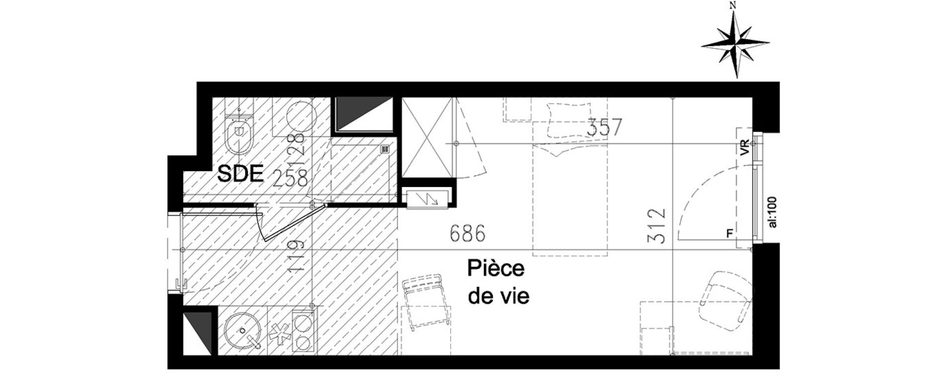 Studio de 20,00 m2 &agrave; Toulouse Saint michel