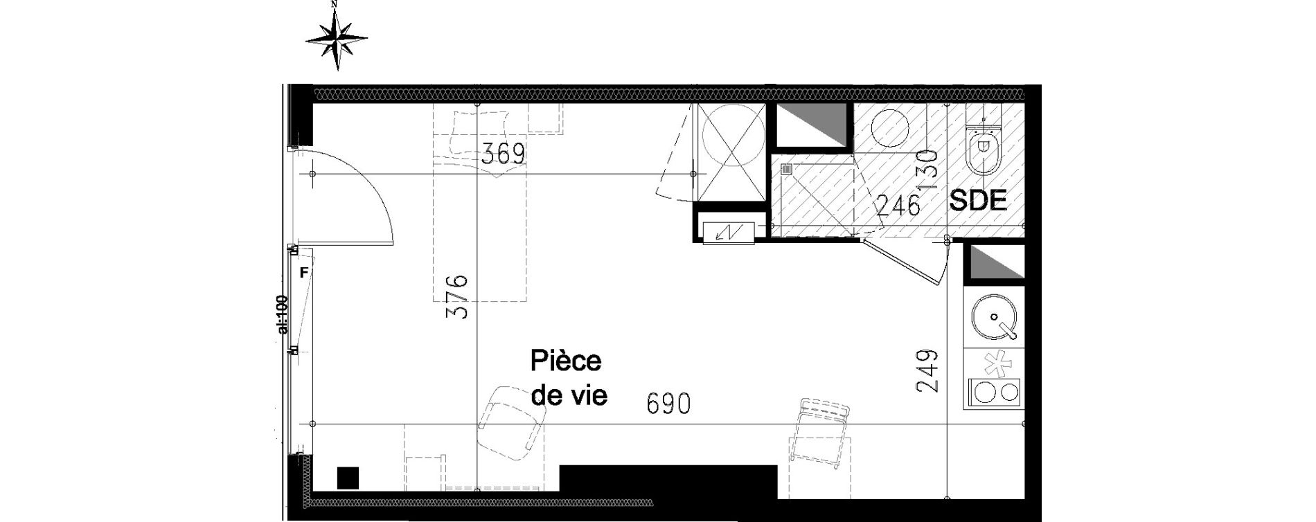 Studio de 24,50 m2 &agrave; Toulouse Saint michel