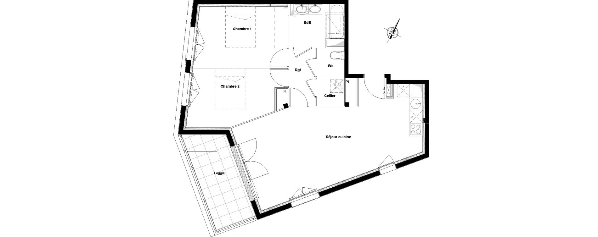 Appartement T3 de 67,66 m2 &agrave; Toulouse Ch&acirc;teau de l hers