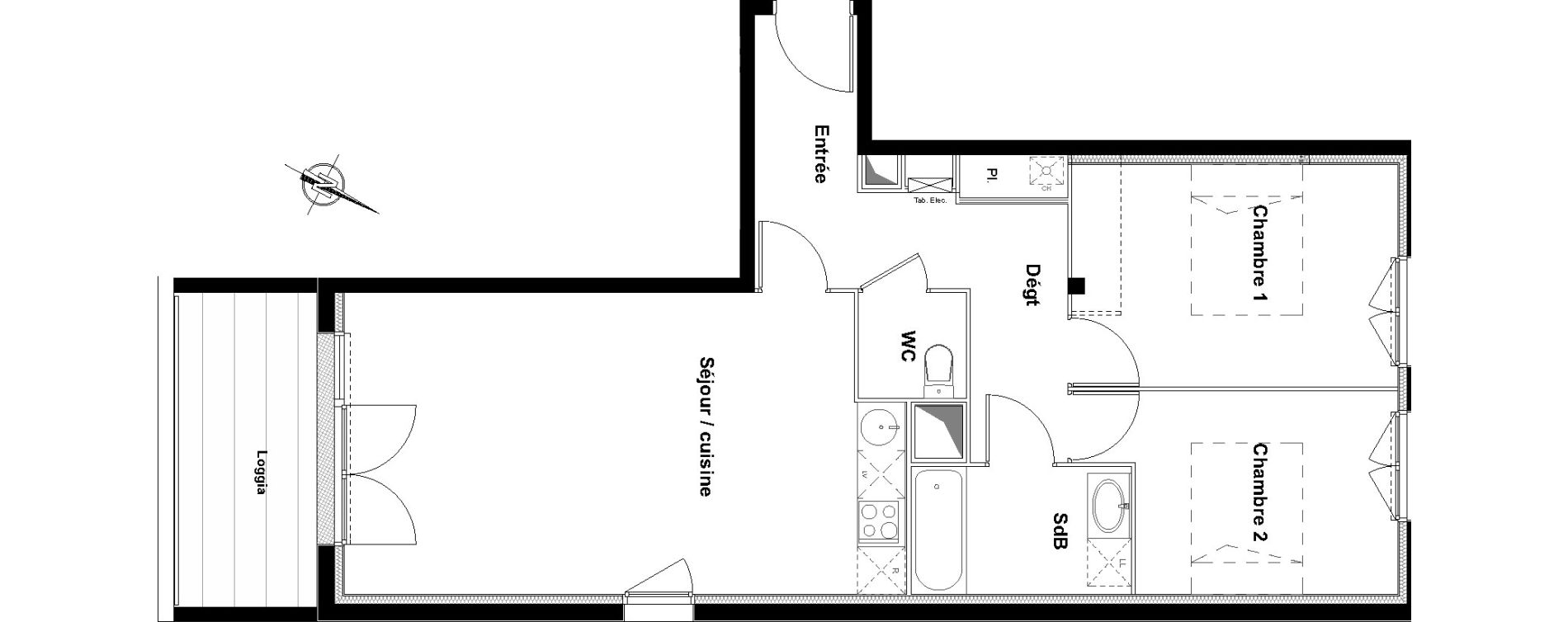 Appartement T3 de 63,85 m2 &agrave; Toulouse Ch&acirc;teau de l hers