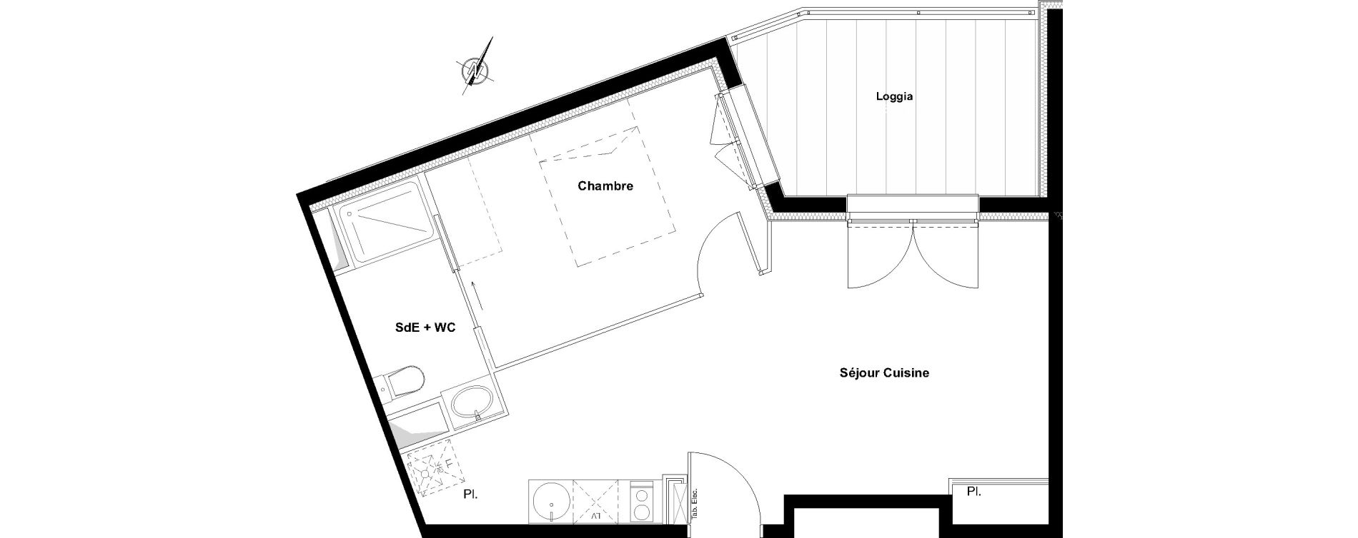 Appartement T2 de 41,37 m2 &agrave; Toulouse Ch&acirc;teau de l hers