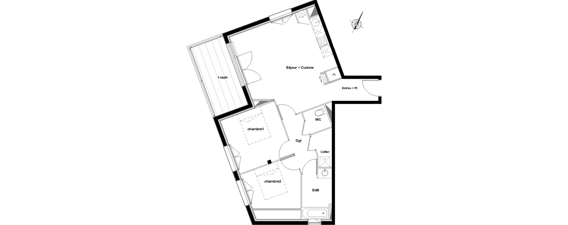 Appartement T3 de 64,44 m2 &agrave; Toulouse Ch&acirc;teau de l hers