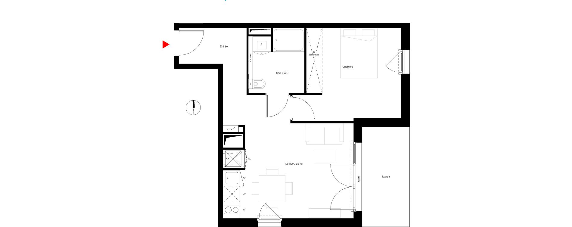 Appartement T2 de 42,31 m2 &agrave; Toulouse Trois cocus